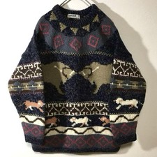 Vintage 90s Patterned Sweater 100 Wool used in JAPAN Size M