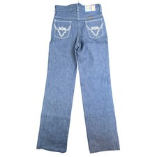 Young Maverick Girls' 10 Blue Cotton Blend Straight Leg Embroidered Jeans