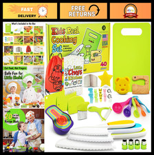 40-Pcs Kids Cooking Knife Set with Recipes, Montessori Toddler Kitchen Tools, Cu
