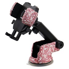 Bling Car Phone Mount Holder,Shiny Crystal Rhinestone Phone Stand for pink
