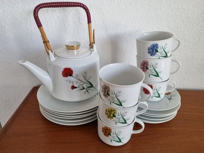 WINTERLING RÖSLAU Blumenmuster Porzellan Tee-/Kaffeeservice 6 Personen  19tlg.