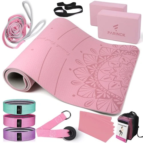 1/3 Yoga Mat Thick, Yoga Set for Beginners Include High Density Mat with Mult... deal from eBay