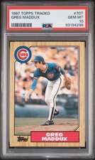 1987 TOPPS TRADED #70T ROOKIE GREG MADDUX HOF PSA 10 GEM MT CUBS