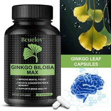 Ginkgo Biloba Extract, Improves Mental Focus, Concentration & Memory,120Capsules