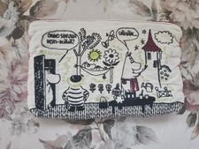 RARE MOOMIN Family Pocketbook Wallet Pouch Purse CUTE Embroidered 4.5"x7" JAPAN