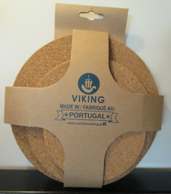 3 Pc Viking Portugal Cork Trivet Set Hot Pad Plants Round SALE HELPS DOGS & CATS