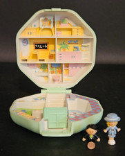 Polly Pocket Vintage 1990 POLLY'S SCHOOL COMPLETE SET Bluebird Green Case