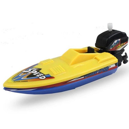 Kids Toy Speed Boat Ship Clockwork Children Water Boat Yellow Mixed Blue Color - Picture 3 of 9