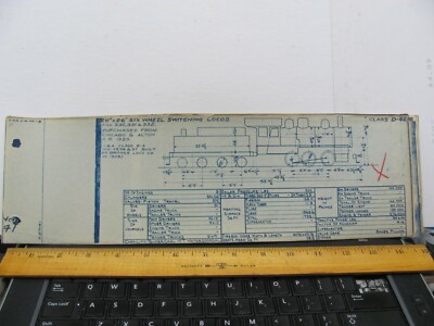 BALTIMORE & OHIO RAILROAD ORIG BLUEPRINT DATA DIAGRAM D-42 LOCOMOTIVE #333 -332