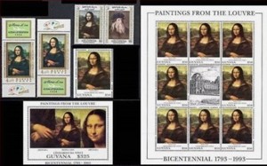 💲 Leonardo da Vinci paintings / Mona Lisa = 5 different STAMPS + S/S + M/S MNH