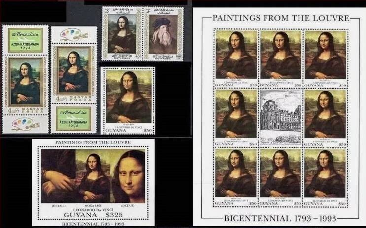 💲 Leonardo da Vinci paintings / Mona Lisa = 5 different STAMPS + S/S + M/S MNH