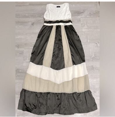 Vintage Pierre Cardin Sixty One Stripe Empire Waist Maxi Dress Size 38 US 6  Med | eBay