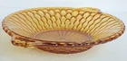 Vintage Indiana Glass Amber Honeycomb Handled Serving Dish  9 1/4"