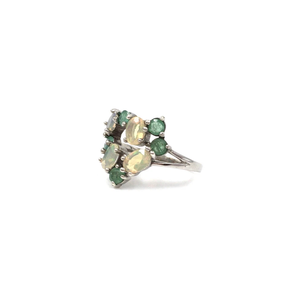 925 Silber Ring 0.92ct Opal 0.85ct Smaragd Schmuck silver Emerald 19.1mm / 60 - Bild 3 von 4
