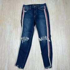 Joe's Jeans Honey High Rise Curvy Skinny Ankle Side Stripe Raina Distressed 29
