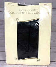 Victoria's Secret Couture Collection Black Small Back Seam Pantyhose