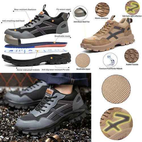 【Heavy Duty】Mens Work Boots Safety Shoes Steel Toe Cap Sneakers Lightweight - Imagen 6 de 41