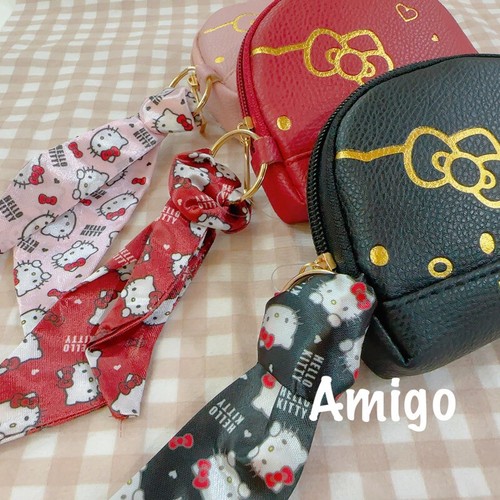 Hello Kitty Mini Coin Bag Cute Special Edition Gift Key Ring Pink Red Black New - Picture 6 of 9