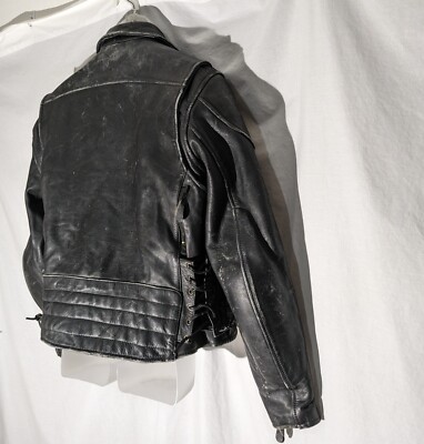 ジャケット・アウター made in India cow leather jacket 80s 90s Easyriders Leather Motorcycle Jacket XL Belted Moto Armor