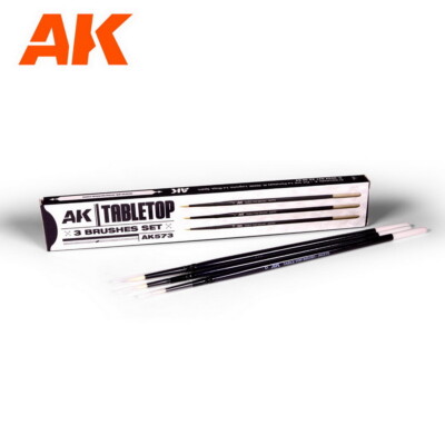 AK-Interactive Table Top 3 Synthetic Brushes Set (#0, #1, #2)