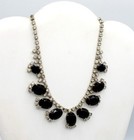 Schreiner Black Rhinestone Necklace Unsigned 16" 1950s Two Tone — photo 1