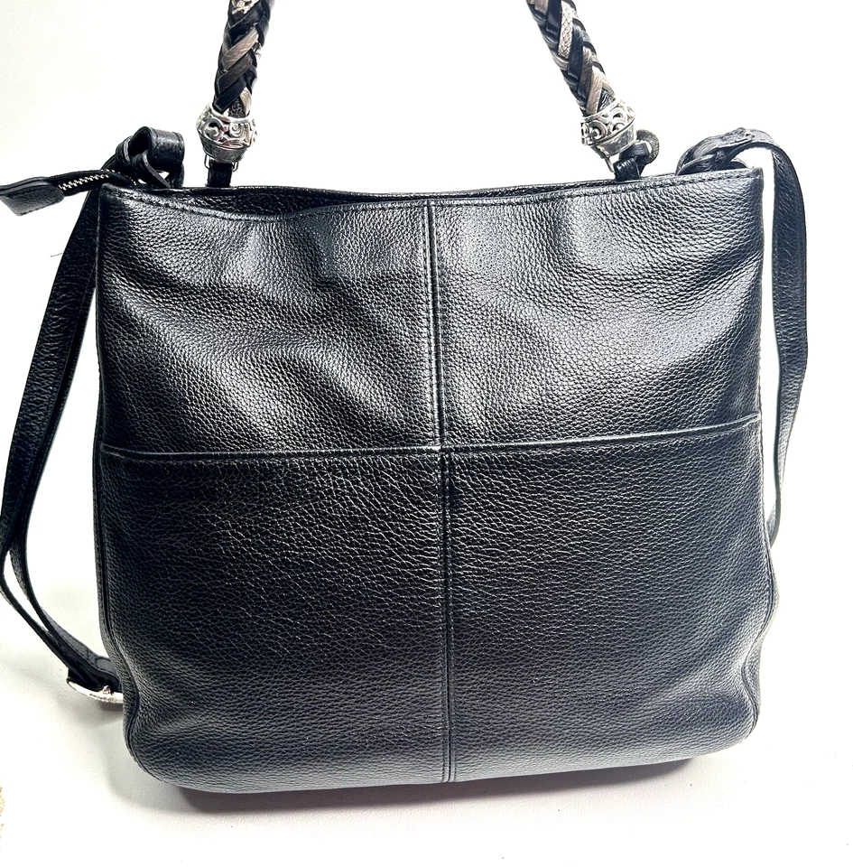 BRIGHTON Handbag Bahamas Black Barbados Top Handle Tote Crossbody - Image 3 of 4