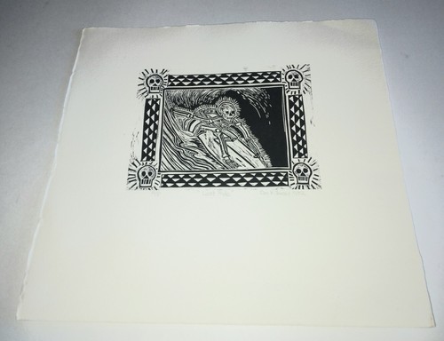 11" X 10.5" A/P "Last Ride" Don K. Yancey Woodblock Print Art - Picture 2 of 4