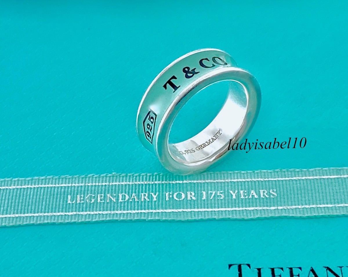 Tiffany & Co Sz 6.25 Blue Enamel Band Ring Sterling Silver w Tiffany & Co Sz 6.25 Blue Enamel Band Ring Sterling Silver w