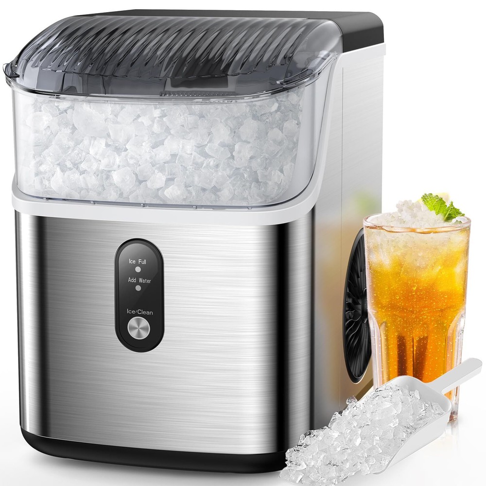 Nugget Ice Makers Countertop, Pebble Ice Maker Machine with Soft Chewable Ice...
