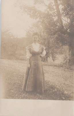 1930 RPPC Cyko Postcard ''Pretty Woman near her background tree & fave chair''