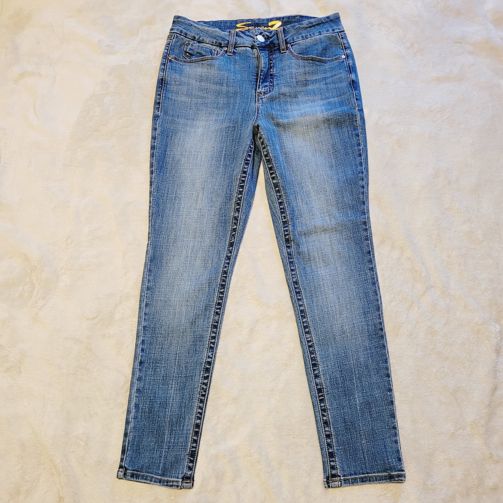 Seven7 Tummyless High Rise Skinny Jeans Womens Size 12 Denim Pants Stretch Blue