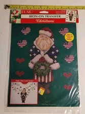 Vintage Patriotic 4th Of July/Christmas Iron On Transfer  Santa Plaid Craft Art