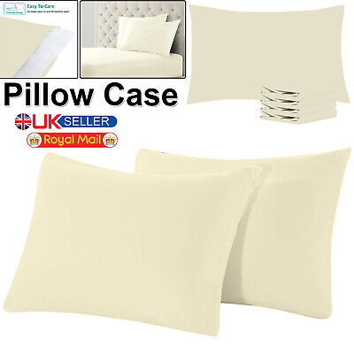 2 X PILLOW CASE LUXURY CASES POLYCOTTON HOUSEWIFE PAIR PACK BEDROOM PILLOW COVER