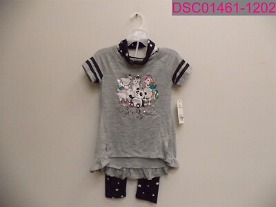 One Step Up Girl's Outfit-Pants, Shirt, Headband-Squad Goals 4T Gray/Black