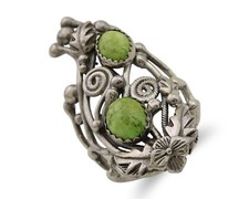 Navajo Ring 925 Silver Natural Gaspiete Artist Signed Prairie Fire C.80's