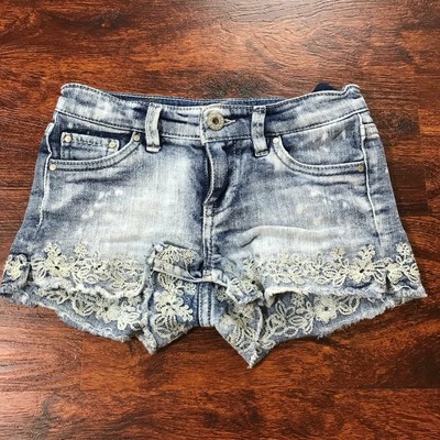 denim shorts with lace trim