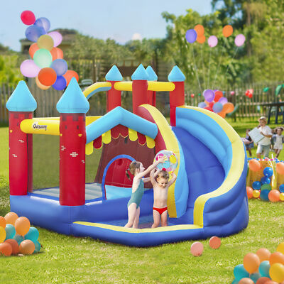 Kinder Hüpfburg mit Rutsche, Wasser, Pool, Trampolin, Kletterwand, Gebläse