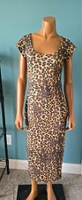 Fashion nova NWT Leopard Midi Scoopneck Dress Size M