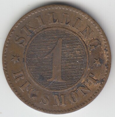 1856, 1860, 1863 Denmark 1 Rigsmont Skilling 3 coins Excellent