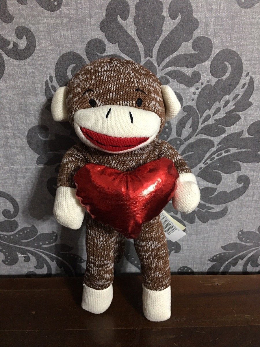 Sock Monkey Red Heart Plush MTY International Love Stuffed Animal Toy  Valentines