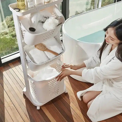 Laundry Sorter Laundry Basket Hamper Cart Garbage Bin Trash Can Vegetable Rack