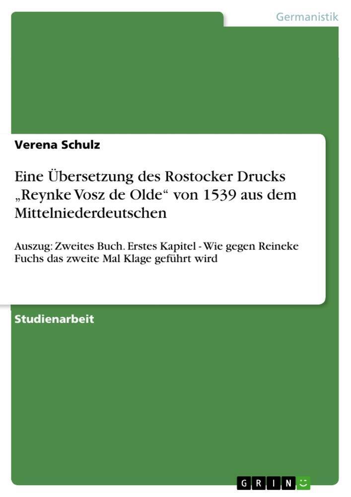 Thumbnail - Eine Übersetzung Des Rostocker Drucks ¿reynke Vosz De Olde¿ Von 1539