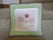 KidsLine Baby Nursery Infant Decorative Plush Pillow Flowers Pink Green Plaid