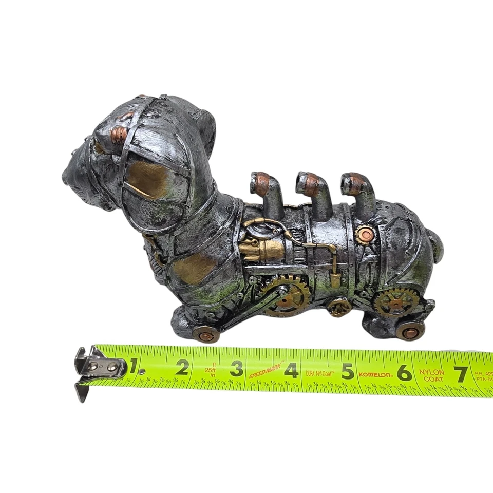 Mecánico Punk Dachshund Perro Animal Estatua Resina Diseño Industrial Adorno Foto 2 de 4