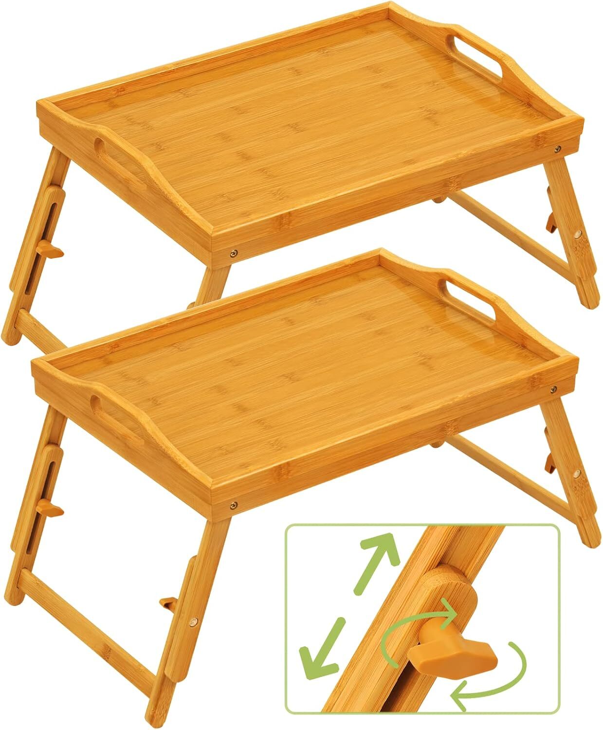 2 Pack Adjustable Lap Desk Tray for Breakfast in Bed or Couch Up to 9.5