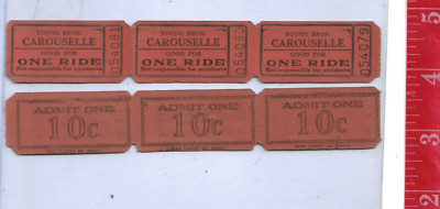 Vintage Lot 10c CAROUSELLE Tickets good for one ride {carousel}