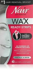 Nair Hair Remover Wax Ready-Strips for Face  Bikini No Warming 40 Count