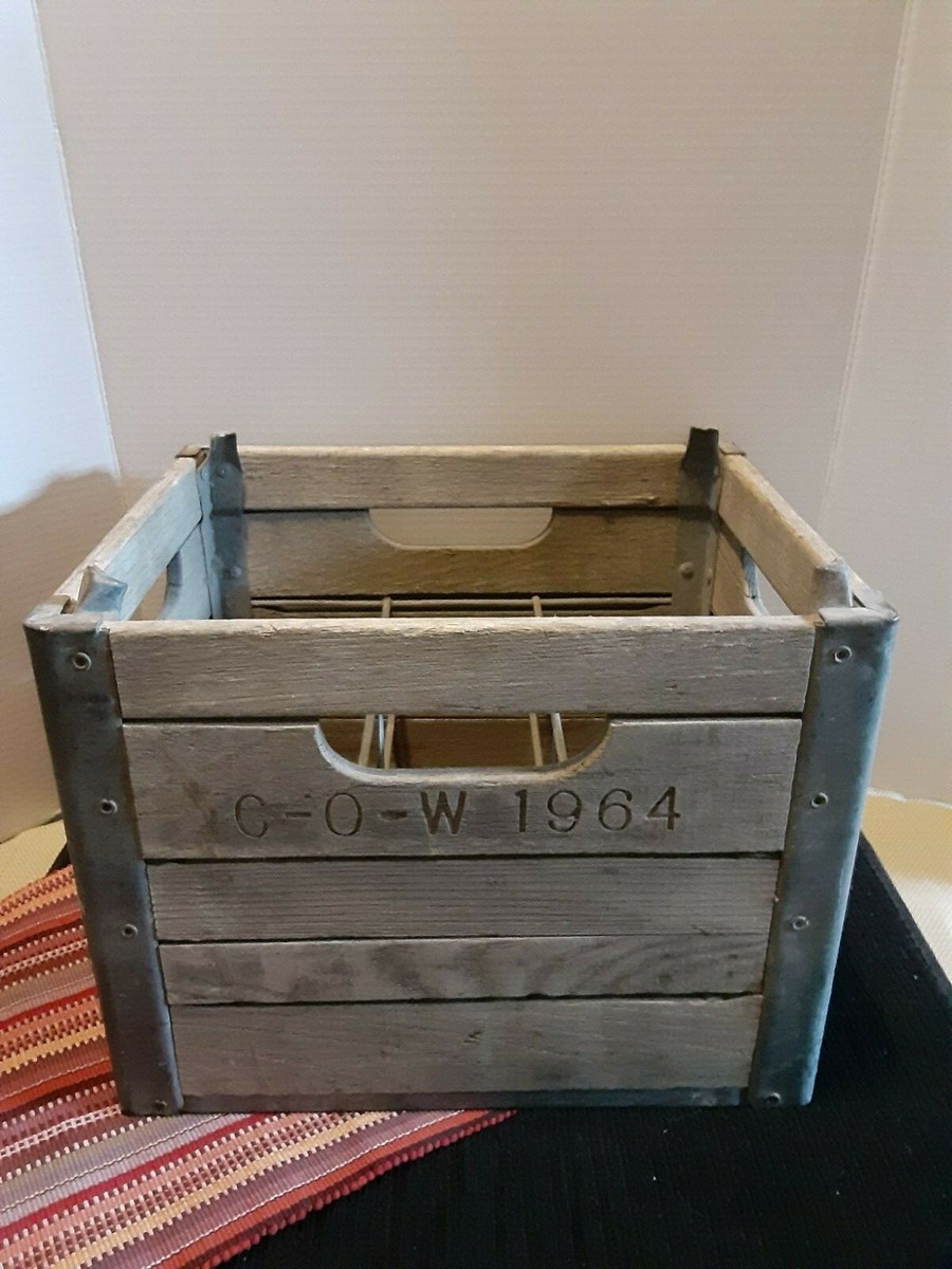VINTAGE WOOD/METAL MILK CRATE C-O-W 1964 *****RARE****** | eBay