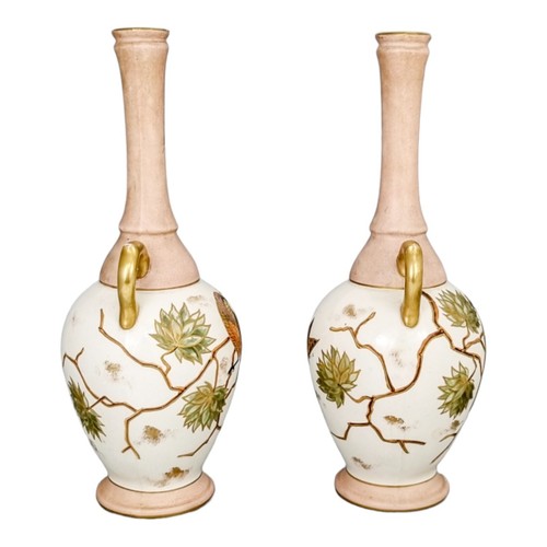 Antique 1880's German Franz Anton Mehlem, Royal Bonn blush Aesthetic vase pair - Picture 7 of 18