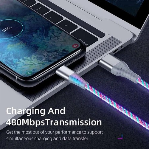 LED LIGHT USB CABLE Data Sync Charging Cord For iPhone & Type-C & Micro New - Picture 9 of 13